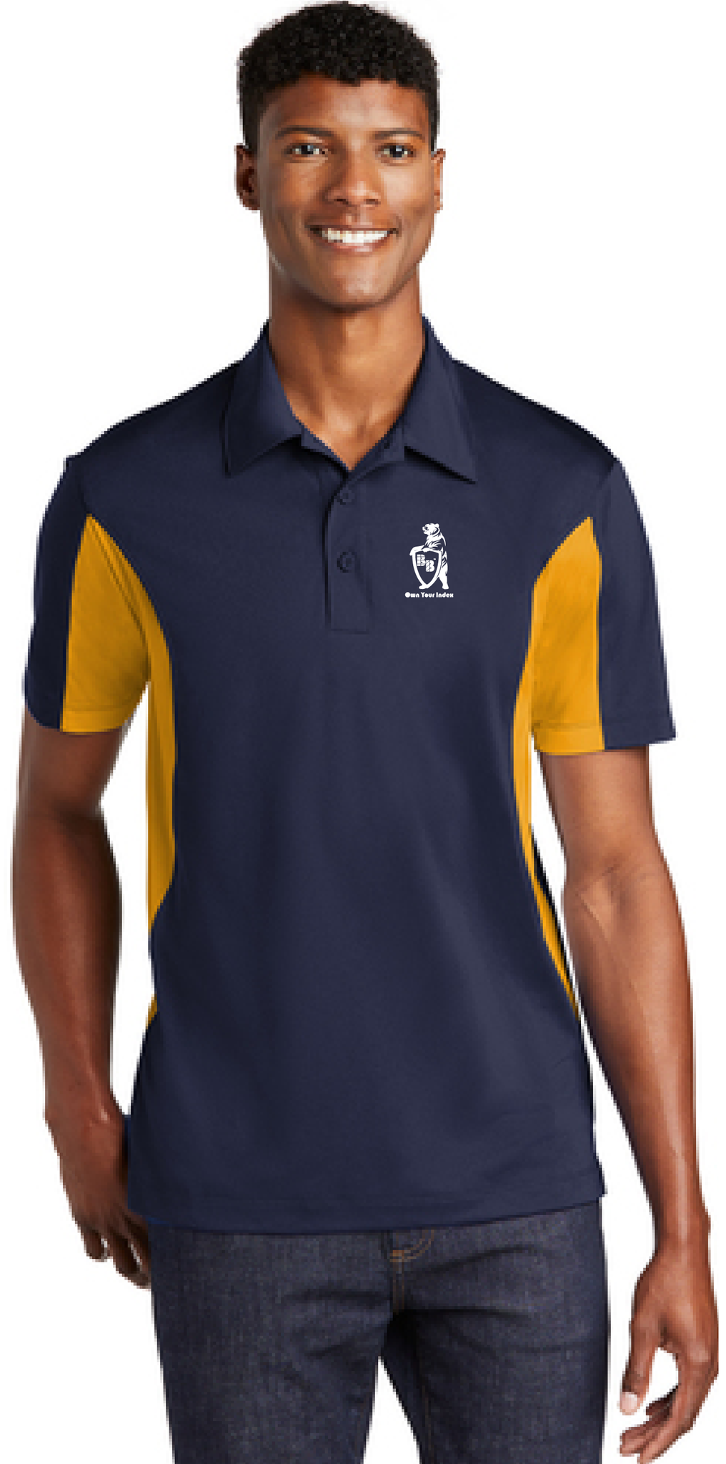Blue and sales gold polo shirt