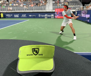 Neon Yellow / Black Performance Visor (Headsweats FlexFit) - Bohemian Tennis Logo